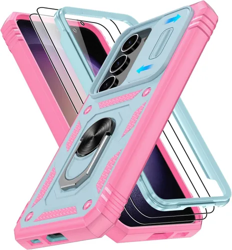 Vista 44 de Gritup Funda para Google Pixel 6 con cubierta deslizante para cámara y protector de pantalla (2 unidades), soporte de anillo giratorio 360°, funda