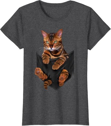 Vista 4 de Camiseta de bolsillo con estampado de tigre y gato Negro