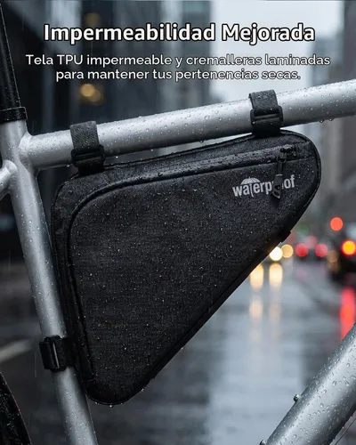 Vista 2 de Bolsa de Almacenamiento para Cuadro de Bicicleta 2L, Bolsa Triangular Impermeable para Bicicleta, Paquete de Ciclismo para Teléfono, Billetera