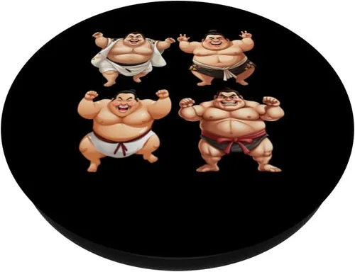 Vista 2 de Divertido luchador de sumo gordo 4 luchadores de sumo PopSockets estándar PopGrip