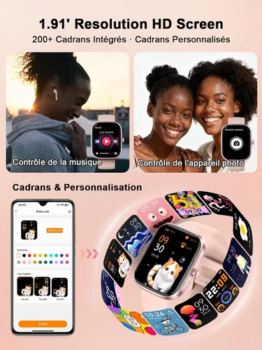Vista 5 de invens Men's Women's Smart Watch with Bluetooth Call Smartwatch with Pedometer Heart Rate Monitor Oximeter Sports Watch for iPhone Android