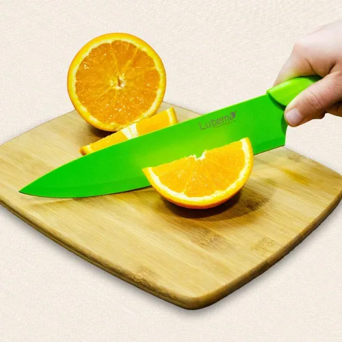 Vista 3 de Lutema Juego de cuchillos profesionales de 12 piezas con vainas, mango de diseño ergonómico (MULTICOLOR)