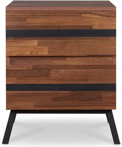 Vista 3 de Acme Karine - Mesa auxiliar de madera con 2 cajones en nogal y negro arenoso