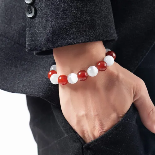 Vista 3 de BESTMVP Agate Crystal Natural Stone Relax Anxiety Crystal Beaded Men Women Stretch Bracelet Unisex