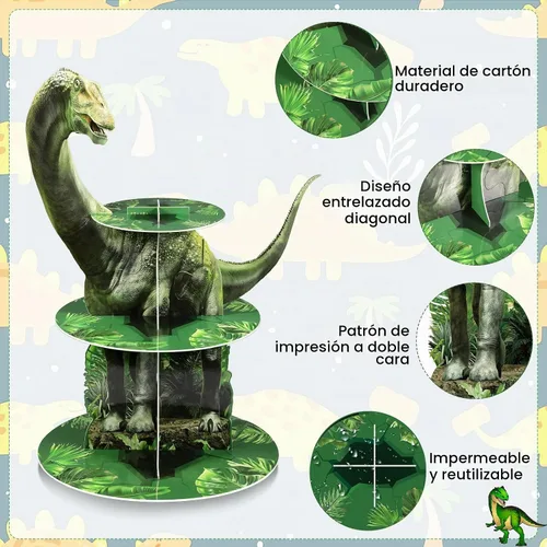 Vista 3 de Censen - Soporte para cupcakes de dinosaurio de 3 niveles, exhibición