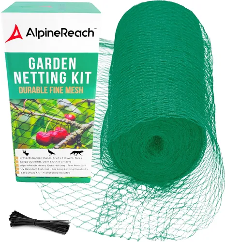 Vista 7 de AlpineReach Red de jardín de 7.5 x 65 pies, red resistente para pájaros, ciervos, protección de plantas, malla tejida extrafuerte, kit reutilizable