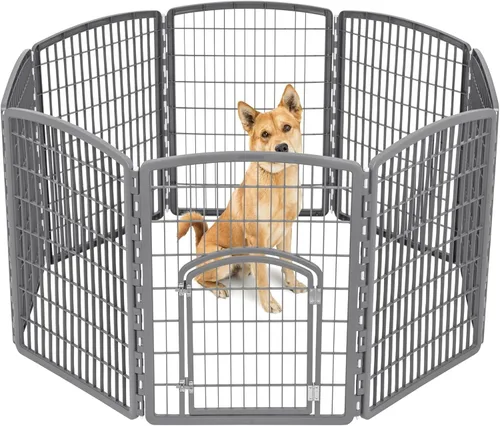 Vista 9 de IRIS USA 585605 - Corralito para mascotas de 8 paneles, 34 pulgadas, sin puerta, negro (585605) Safe Play Zone, Flexible Boundary, Configurable