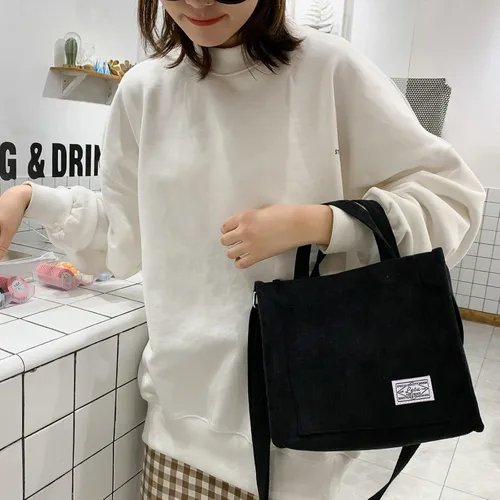 Vista 5 de Erhuoxz The Tote Bag - Bolso pequeño de pana para mujer, con accesorios de bricolaje, bolso cruzado de hombro, bolso Hobo
