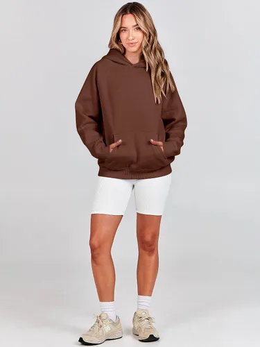 Vista 8 de ANRABESS Sudaderas con capucha de gran tamaño para mujer, de manga larga, de vellón, básicas, para otoño, de moda Y2K