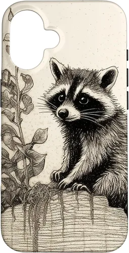 Vista 32 de Minimalistic Plant Draw Racoon Case for iPhone 17