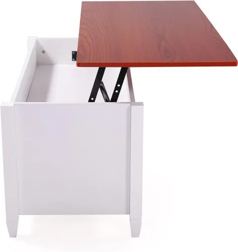 Vista 7 de LAZYMOON Mesa de centro elevable, compartimento de almacenamiento de escritorio para computadora portátil, muebles para el hogar de madera maciza