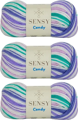 Vista 10 de Sensy Candy Yarn - Hilo de 5 madejas, 3.5 onzas, 251 yardas, multicolor para ganchillo y tejido, calibre ligero 3