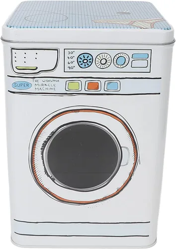 Vista 7 de Contenedor de detergente, caja de polvo de lavandería de gran capacidad, decoración de lata azul con asa para lavar tabletas para almacenar