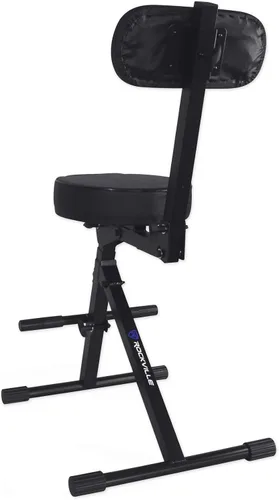 Vista 5 de Rockville RDS42 - Silla de guitarra DJ portátil ajustable con respaldo acolchado Foldable Steel Frame, 12" Padded Seat, Footrest, 300 lb Capacity