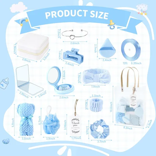 Vista 3 de 85 piezas de premios de baby shower para ganadores del juego, regalos de baby shower, incluyendo diadema, cepillo para el pelo, espejos, caja