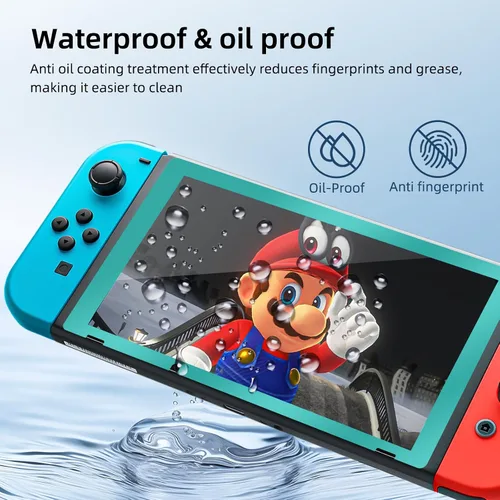 Vista 5 de Paquete de 2 protectores de pantalla de vidrio templado con borde verde para Switch Model 2017 [6.2 pulgadas], transparente HD, antiarañazos