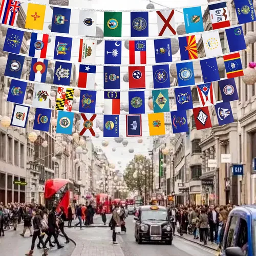 Vista 7 de WEITBF Juego de banderas de cadena de Estados Unidos 50, 5 x 8 pulgadas, 68 pies