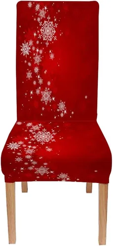 Vista 39 de CAPSCEOLL Christmas Dining Chair Covers,Snowflakes Festive Winter Pattern Stretch Chair Covers for Dining Room Set of 2 Washable Spandex Parson