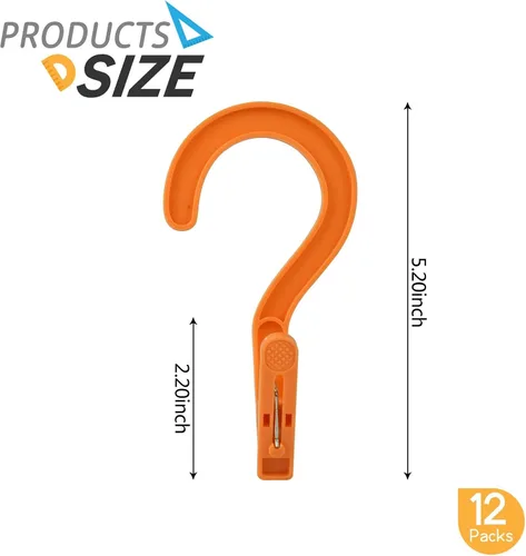 Vista 2 de Ganchos de lavandería para botas, ganchos de plástico para ropa, clips para baño, viajes, portátiles (multicolor, 12 unidades)