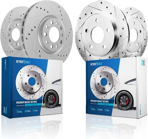 Vista 59 de Detroit Axle - 4 rotores de freno para Chevrolet Cruze 2014 2015 [modelos de motores de gas] Rotores de freno de disco perforados y ranurados
