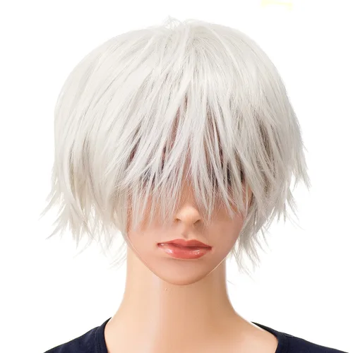 Vista 6 de SWACC - Peluca de cosplay, unisex, con capas, para hombres y mujeres, para disfraces 1B-Off Negro