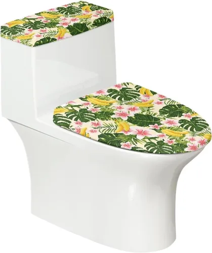 Vista 21 de Puprle - Funda para tapa de inodoro de mármol blanco, resistente a salpicaduras, con borde elástico, fundas suaves para inodoro de baño, se adapta a