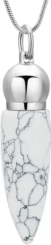Vista 6 de Oinsi Joyería de cremación cilíndrica para cenizas con piedra turquesa en forma de bala recuerdo conmemorativo urna colgante collar para mujeres