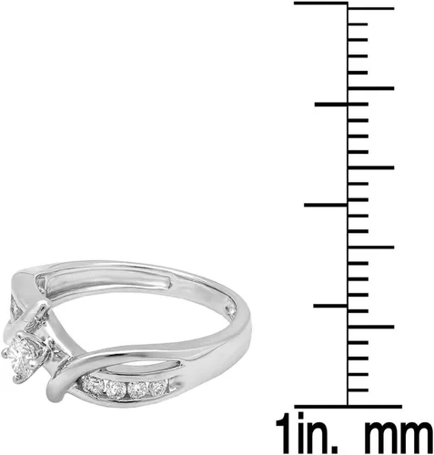 Vista 4 de Dazzlingrock Collection Anillo de compromiso de oro de 10 quilates con diamante redondo de 0,26 quilates (quilates)