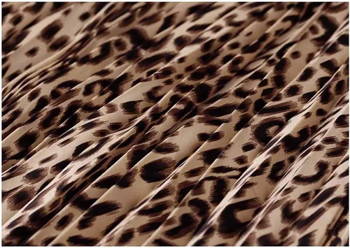 Vista 4 de Falda de mujer con estampado de leopardo, faldas largas fruncidas de cintura alta, faldas acampanadas
