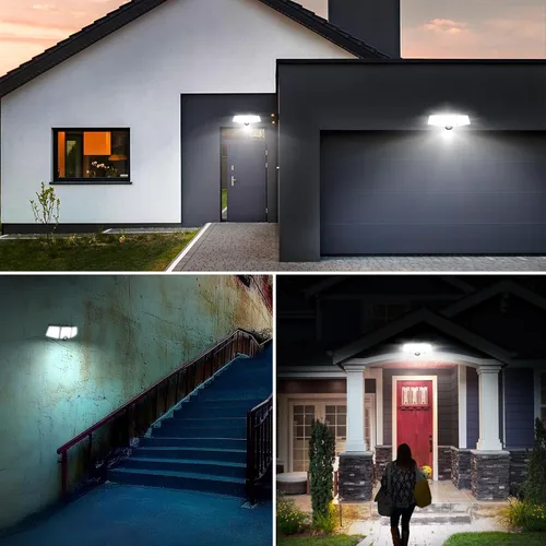 Vista 9 de Lepro Luces solares para exteriores, luces de seguridad activadas por movimiento WL5000, panel solar separado, 3 cabezales ajustables, ángulo