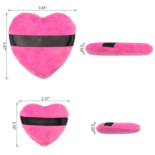 Vista 3 de OIIKI 4 esponjas de maquillaje, esponja de algodón en polvo, para herramientas de maquillaje, licuadora, en forma de amor con correa