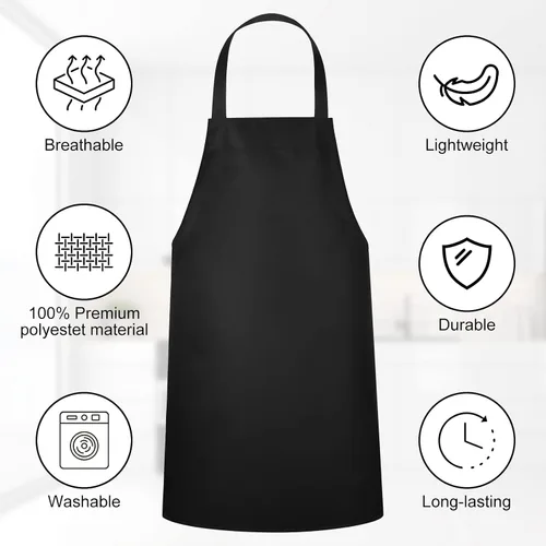Vista 3 de Paquete de 24 delantales con peto, delantales unisex, sin bolsillo, lavables a máquina, delantales lisos para mujeres, hombres, cocineros, cocina