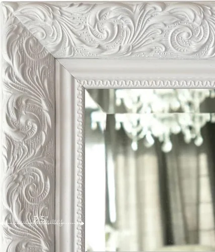 Vista 2 de West Frames Espejo de pared con marco en relieve de Bella (22.25" x 28.25", color blanco)