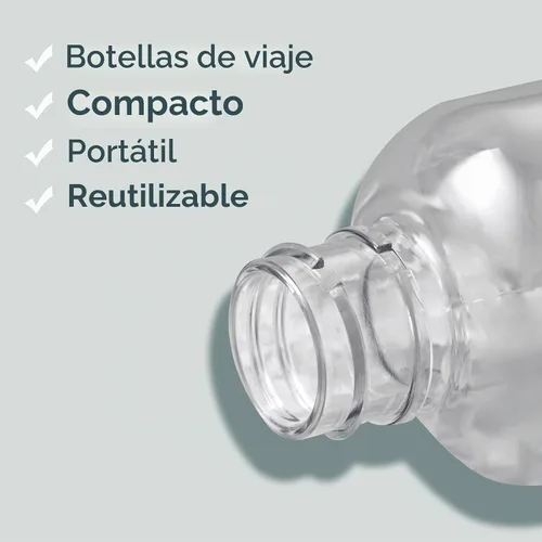 Vista 4 de Tekson Botellas de tamaño de viaje de 3.4 onzas, botella de enjuague bucal de viaje, recipientes rellenables para cosméticos con tapa de rosca