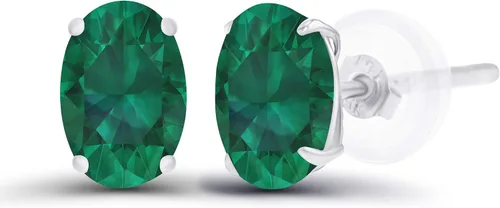 Vista 8 de Aretes ovalados de plata de ley 925 maciza chapados en oro de 0.236 x 0.157 pulgadas con piedra natal genuina para mujer Aretes de tuerca Amatista