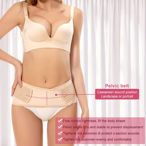 Vista 4 de XJCKING Faja para el vientre posparto, faja 3 en 1, soporte de recuperación de cinturón - Carpeta de sección C para entrenamiento de cintura pélvica