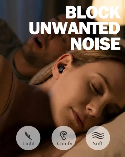 Vista 2 de Los auriculares invisibles más pequeños para dormir, cómodos, con bloqueo de ruido, auriculares inalámbricos Bluetooth planos para dormir de lado