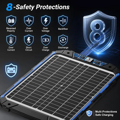 Vista 2 de SUNER POWER Cargador de Batería Solar con Goteo y Mantenedor de 20W 12V PRO, Controlador MPPT Inteligente Incorporado, Kits de Carga de Panel Solar