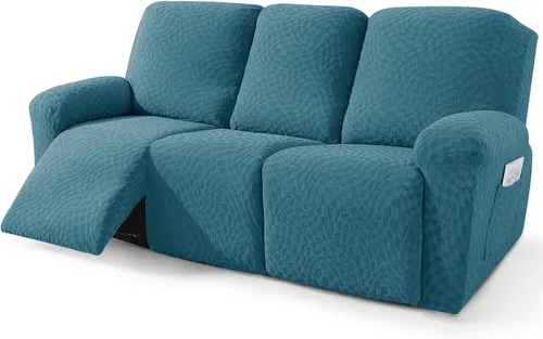 Vista 32 de ZNSAYOTX 2026 Funda elástica para sillón reclinable de 3 piezas (61 cm-94 cm) Fundas súper suaves para silla reclinable con bolsillo grande y lazos
