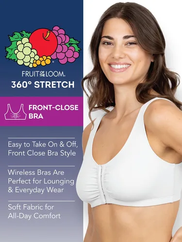 Vista 5 de Fruit of the Loom Sujetador de algodón con cierre frontal múltiple para mujer