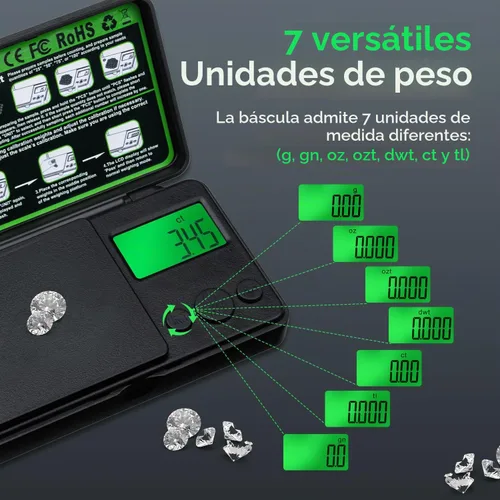 Vista 8 de Mcbazel Digital Pocket Scale 500g x 0.01g, 7 Units, 180s Auto Off, Backlit