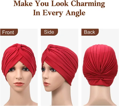 Vista 3 de 6 turbantes para mujer suave turbante plisado