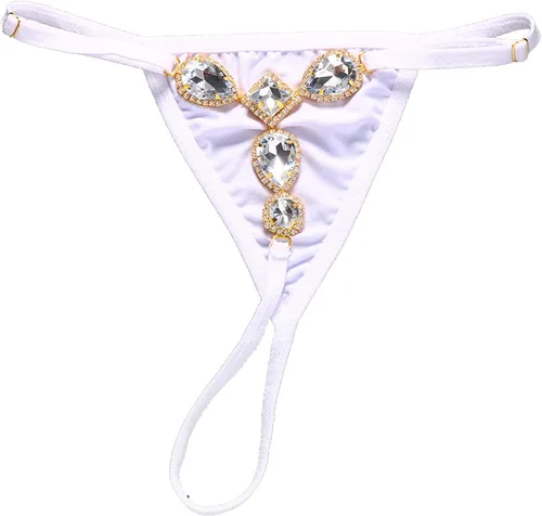 Vista 3 de Gota de agua de diamantes de imitación colgante de cintura joyería de cristal tanga bragas rave G cadena de diamantes de imitación tanga bikini