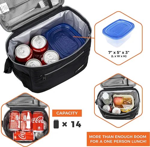 Vista 5 de opux Lonchera térmica para hombres y mujeres, bolsa de almuerzo para el trabajo y la escuela, a prueba de fugas, hielera suave tipo tote