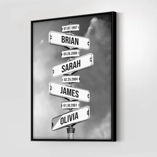 Vista 2 de VIRAGIL Lienzo personalizado con nombre de calle familiar, póster personalizado para decoración del hogar y sala de estar, arte de pared