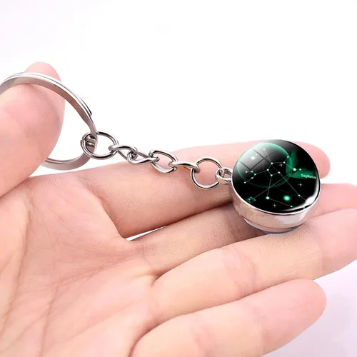 Vista 3 de JWPavilion Zodiac 12 Constellation Glow In The Dark Creative Galaxy Keychain