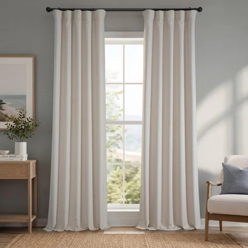 Vista 23 de HPD Half Price Drapes - Cortinas de lino sintético para sala de estar (2 paneles) - 50 pulgadas de ancho x 96 pulgadas de largo - Cortinas