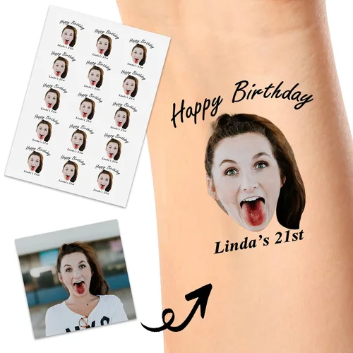 Vista 17 de YesCustom Tatuajes temporales personalizados con nombre, corazones de amor, tatuaje de cara falsa personalizada con foto para mujeres y hombres