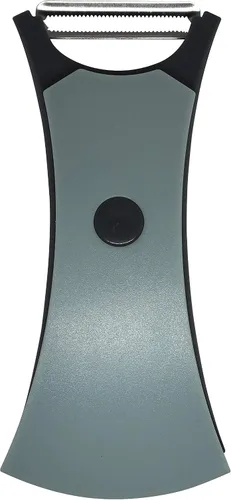 Vista 4 de Pelador giratorio 2 en 1 con cuchillas rectas y dentadas de acero inoxidable (azul claro)