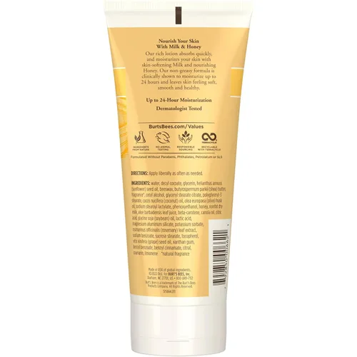 Vista 12 de Burt's Bees Loción corporal para piel normal a seca con leche y miel, 6 onzas (el paquete puede variar)